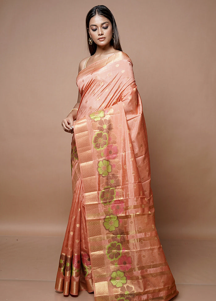 Pink Dupion Silk Saree With Blouse Piece