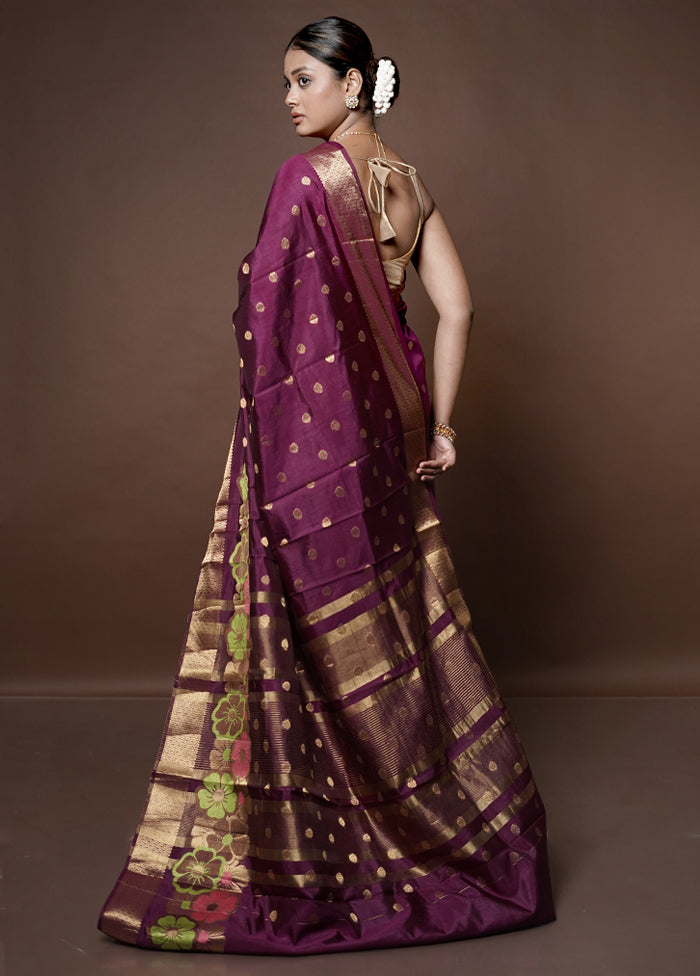 Purple Dupion Silk Saree With Blouse Piece