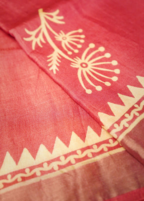 Pink Tussar Pure Silk Saree With Blouse Piece - Indian Silk House Agencies