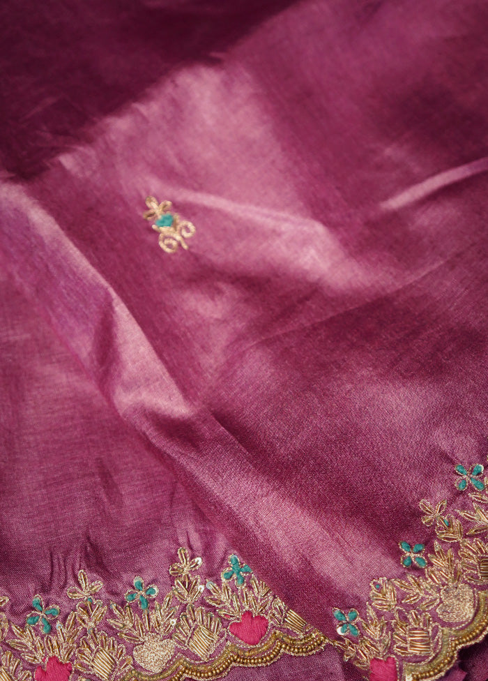 Purple Tussar Pure Silk Saree With Blouse Piece - Indian Silk House Agencies