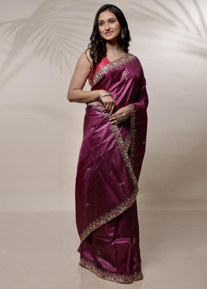 Purple Tussar Pure Silk Saree With Blouse Piece - Indian Silk House Agencies