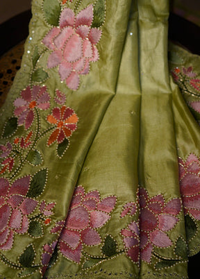 Green Tussar Pure Silk Saree With Blouse Piece - Indian Silk House Agencies