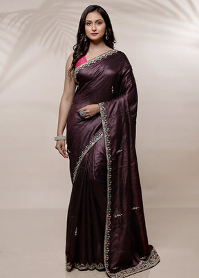 Purple Tussar Pure Silk Saree With Blouse Piece - Indian Silk House Agencies