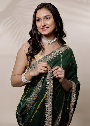 Green Tussar Pure Silk Saree With Blouse Piece - Indian Silk House Agencies