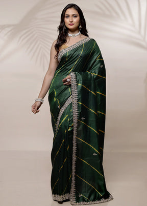 Green Tussar Pure Silk Saree With Blouse Piece - Indian Silk House Agencies