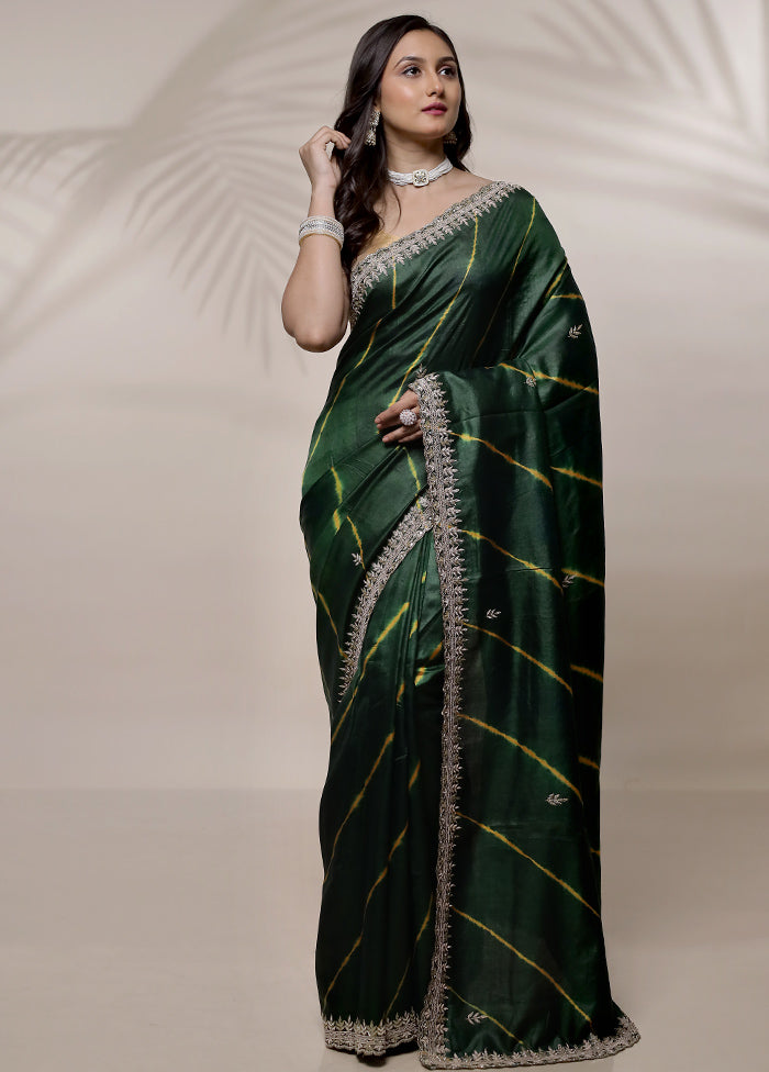 Green Tussar Pure Silk Saree With Blouse Piece - Indian Silk House Agencies