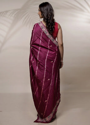 Pink Tussar Pure Silk Saree With Blouse Piece - Indian Silk House Agencies