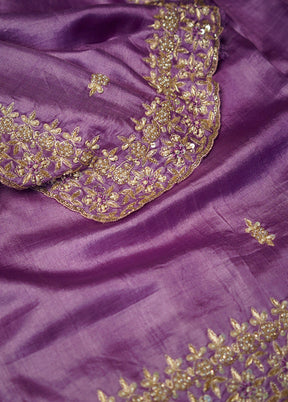 Purple Tussar Pure Silk Saree With Blouse Piece - Indian Silk House Agencies