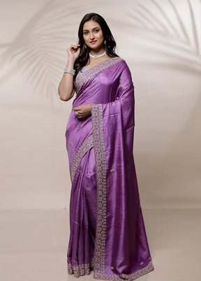 Purple Tussar Pure Silk Saree With Blouse Piece - Indian Silk House Agencies