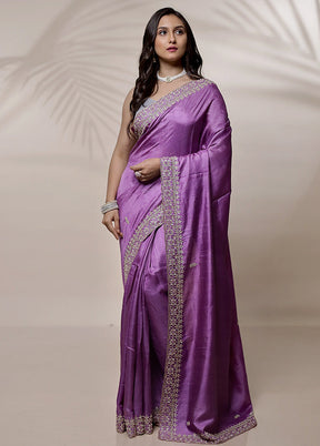 Purple Tussar Pure Silk Saree With Blouse Piece - Indian Silk House Agencies