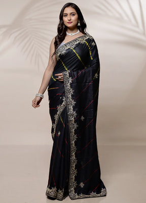 Black Tussar Pure Silk Saree With Blouse Piece - Indian Silk House Agencies