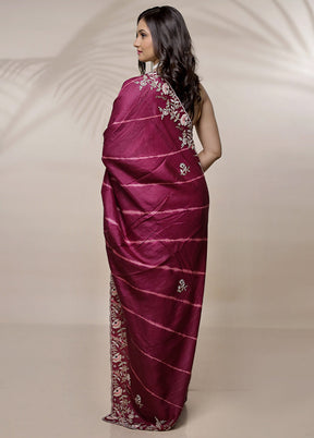 Pink Tussar Pure Silk Saree With Blouse Piece - Indian Silk House Agencies