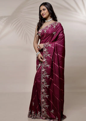 Pink Tussar Pure Silk Saree With Blouse Piece - Indian Silk House Agencies