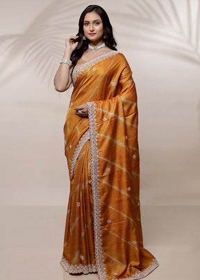 Orange Tussar Pure Silk Saree With Blouse Piece - Indian Silk House Agencies