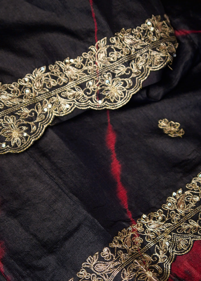 Black Tussar Pure Silk Saree With Blouse Piece - Indian Silk House Agencies