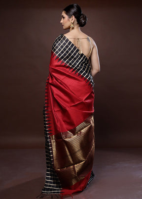 Black Tussar Pure Silk Saree With Blouse Piece - Indian Silk House Agencies