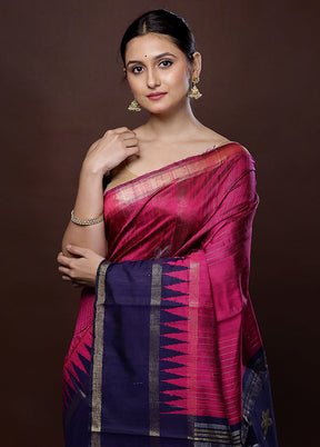 Pink Tussar Pure Silk Saree With Blouse Piece - Indian Silk House Agencies