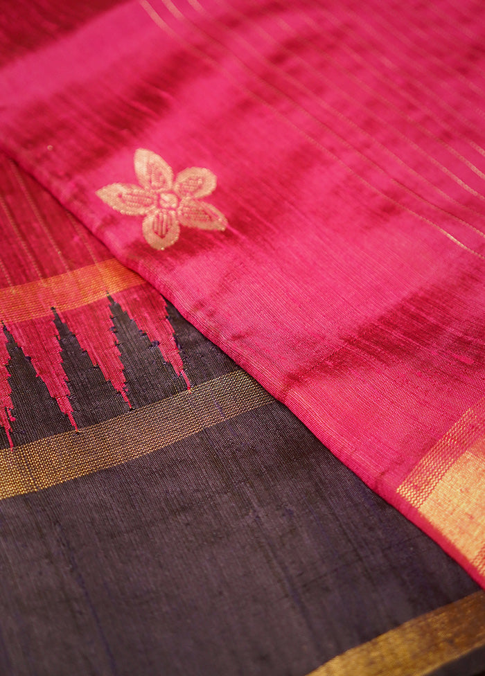 Pink Tussar Pure Silk Saree With Blouse Piece - Indian Silk House Agencies