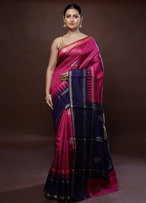 Pink Tussar Pure Silk Saree With Blouse Piece - Indian Silk House Agencies