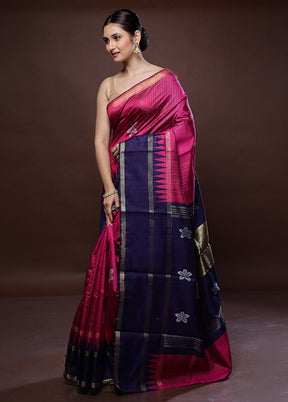 Pink Tussar Pure Silk Saree With Blouse Piece - Indian Silk House Agencies