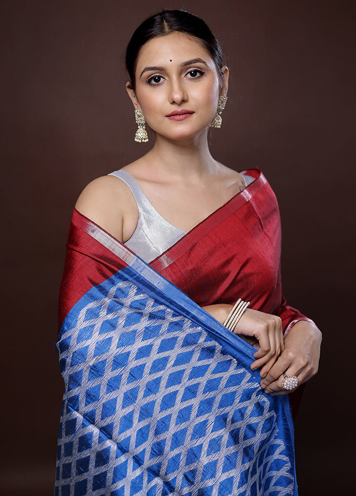 Red Tussar Silk Saree With Blouse Piece - Indian Silk House Agencies