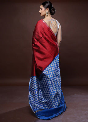 Red Tussar Silk Saree With Blouse Piece - Indian Silk House Agencies