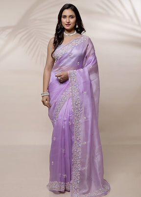 Purple Pure Organza Saree With Blouse Piece - Indian Silk House Agencies