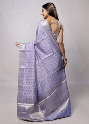 Purple Handloom Dupion Pure Silk Saree With Blouse Piece - Indian Silk House Agencies