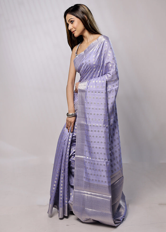 Purple Handloom Dupion Pure Silk Saree With Blouse Piece - Indian Silk House Agencies