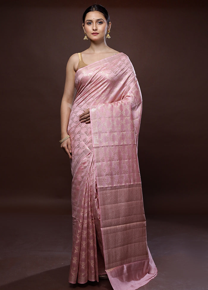 Pink Dupion Pure Silk Saree With Blouse Piece - Indian Silk House Agencies