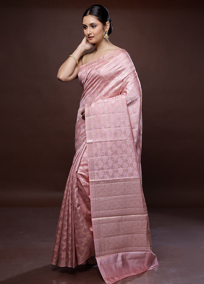 Pink Dupion Pure Silk Saree With Blouse Piece - Indian Silk House Agencies