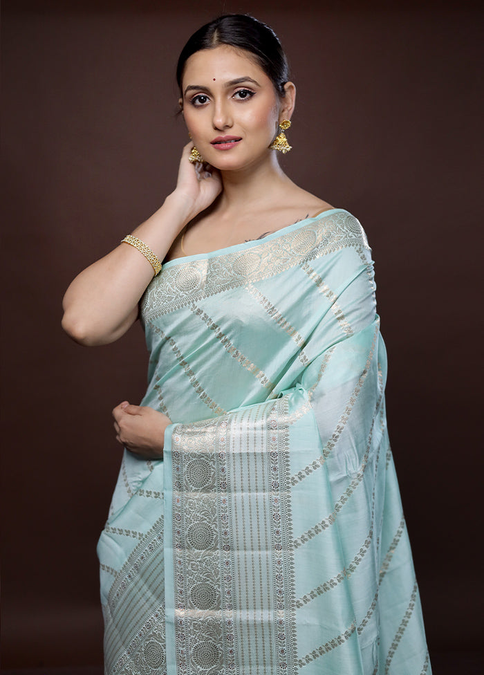 Green Dupion Pure Silk Saree With Blouse Piece - Indian Silk House Agencies