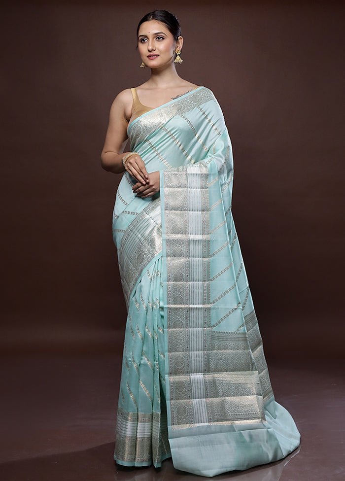 Green Dupion Pure Silk Saree With Blouse Piece - Indian Silk House Agencies