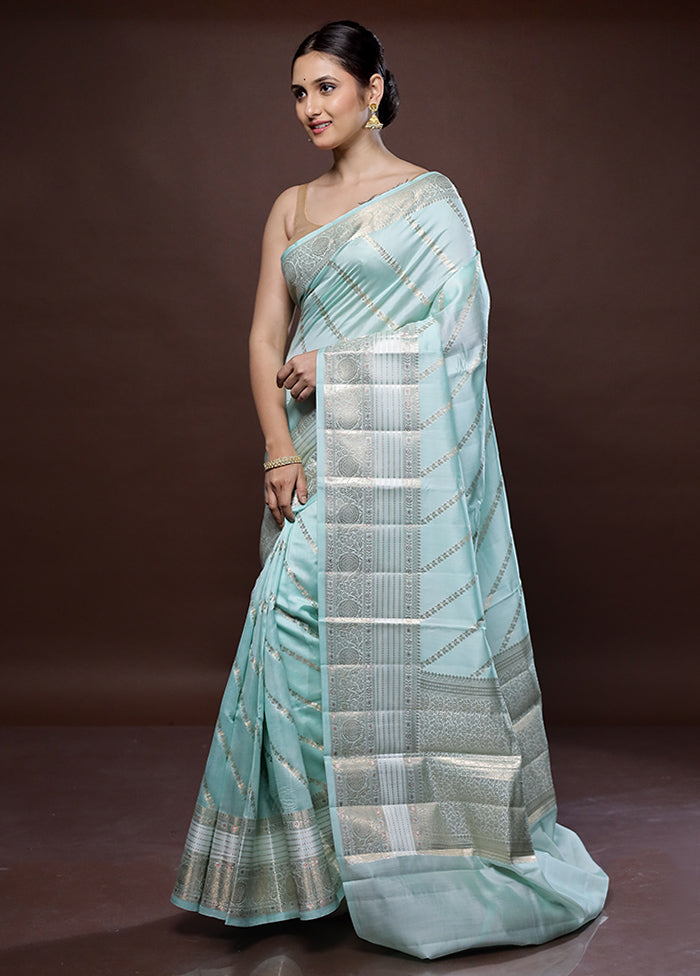 Green Dupion Pure Silk Saree With Blouse Piece - Indian Silk House Agencies