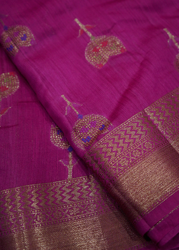 Pink Dupion Pure Silk Saree With Blouse Piece - Indian Silk House Agencies