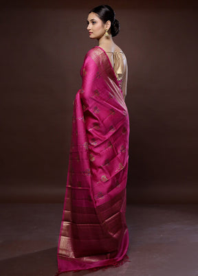 Pink Dupion Pure Silk Saree With Blouse Piece - Indian Silk House Agencies