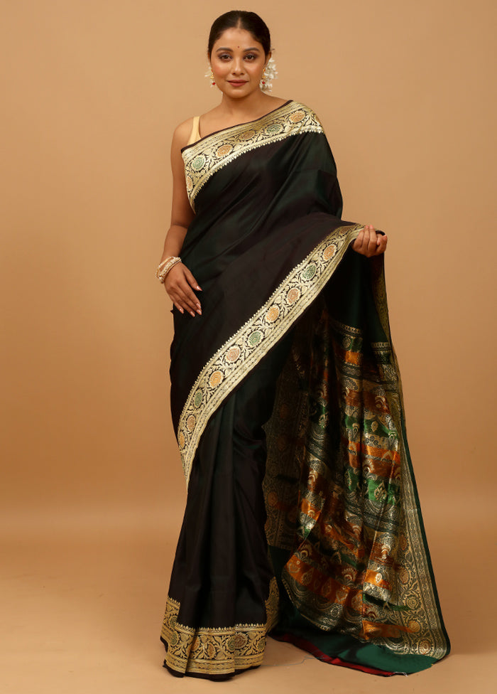 Green Handloom Banarasi Pure Silk Saree With Blouse Piece