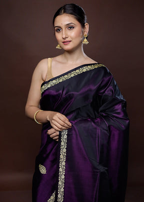 Purple Banarasi Pure Silk Saree With Blouse Piece - Indian Silk House Agencies