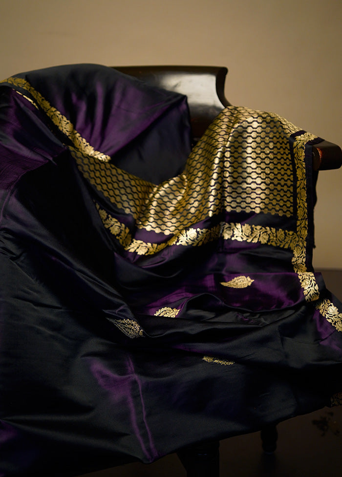 Purple Banarasi Pure Silk Saree With Blouse Piece - Indian Silk House Agencies