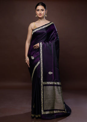 Purple Banarasi Pure Silk Saree With Blouse Piece - Indian Silk House Agencies