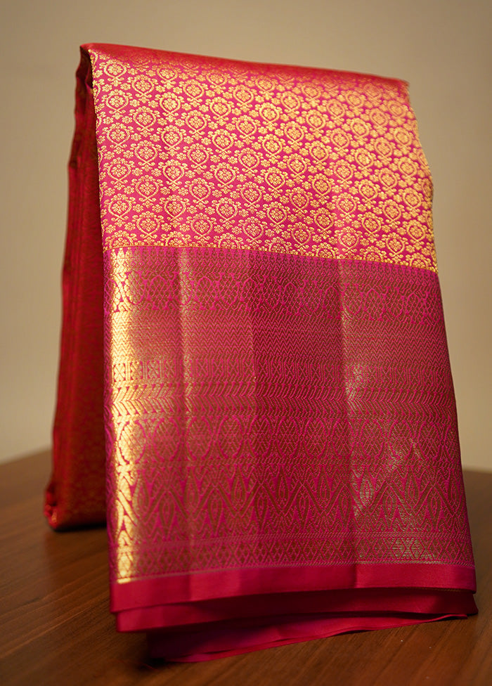 Red Kanchipuram Pure Silk Saree With Blouse Piece - Indian Silk House Agencies