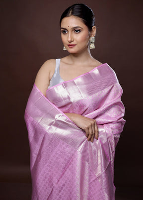 Pink Kanchipuram Pure Silk Saree With Blouse Piece - Indian Silk House Agencies