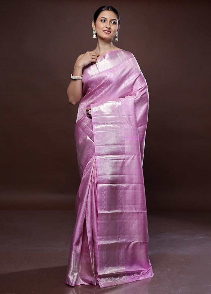 Pink Kanchipuram Pure Silk Saree With Blouse Piece - Indian Silk House Agencies