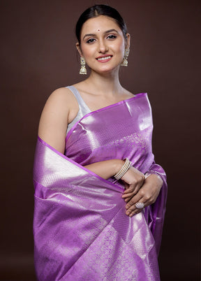 Purple Kanchipuram Pure Silk Saree With Blouse Piece - Indian Silk House Agencies