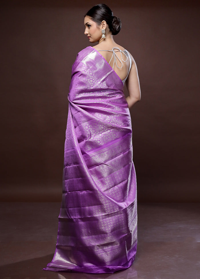 Purple Kanchipuram Pure Silk Saree With Blouse Piece - Indian Silk House Agencies