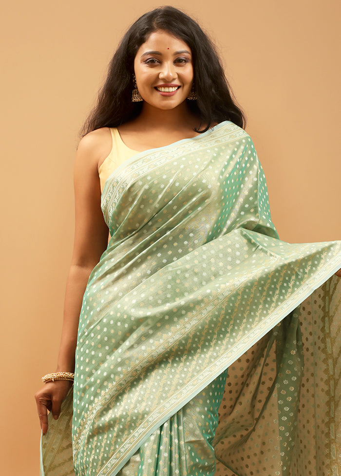 Green Tissue Silk Saree With Blouse Piece