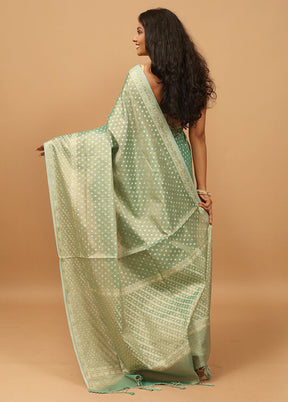 Green Tissue Silk Saree With Blouse Piece