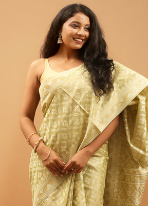 Green Tissue Silk Saree With Blouse Piece