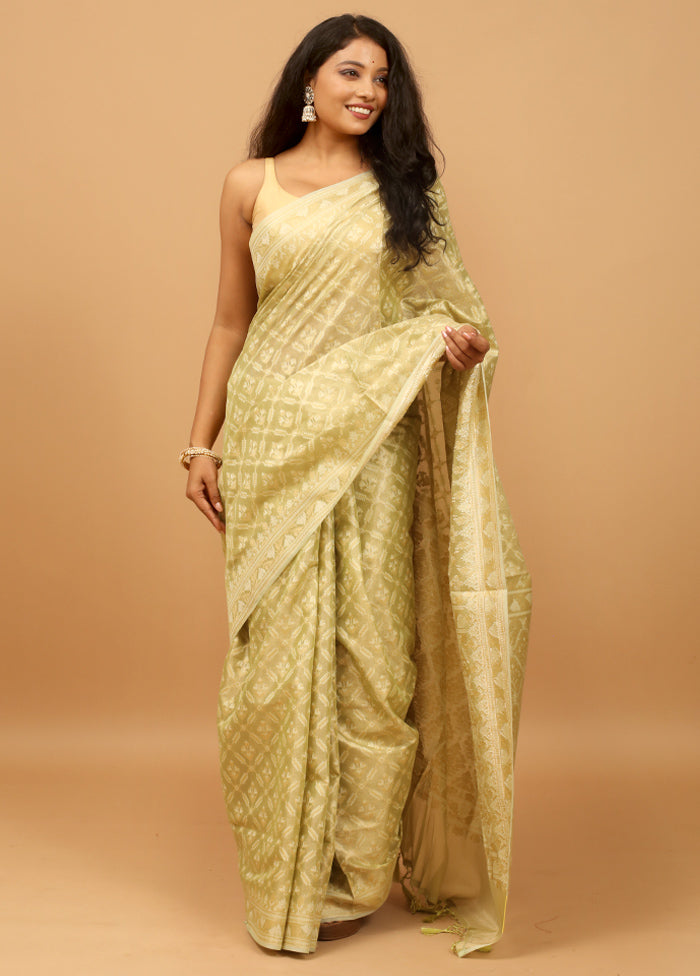 Green Tissue Silk Saree With Blouse Piece