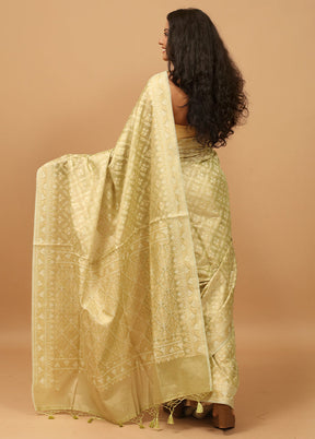 Green Tissue Silk Saree With Blouse Piece